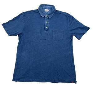 Faherty Movement Polo Shirt Mens L Blue Heather Lightweight Soft Stretch Casual